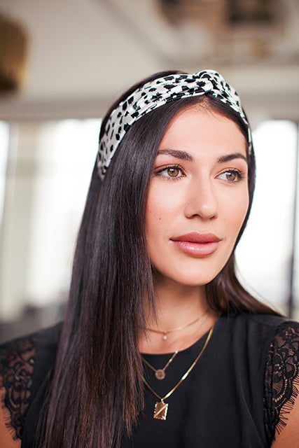 Black + White Leopard Knot Headband - Imperfect Packaging
